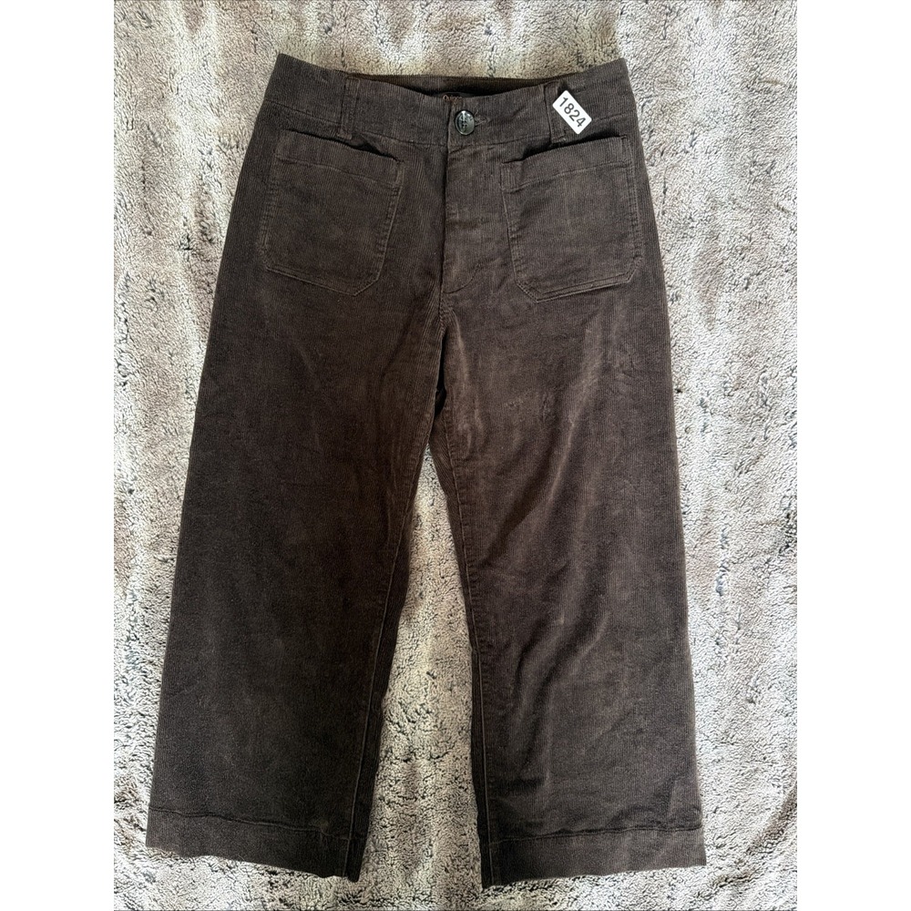 Quince Corduroy Wide Leg Cropped Pants Organic Cotton Stretch Espresso Brown Sz8